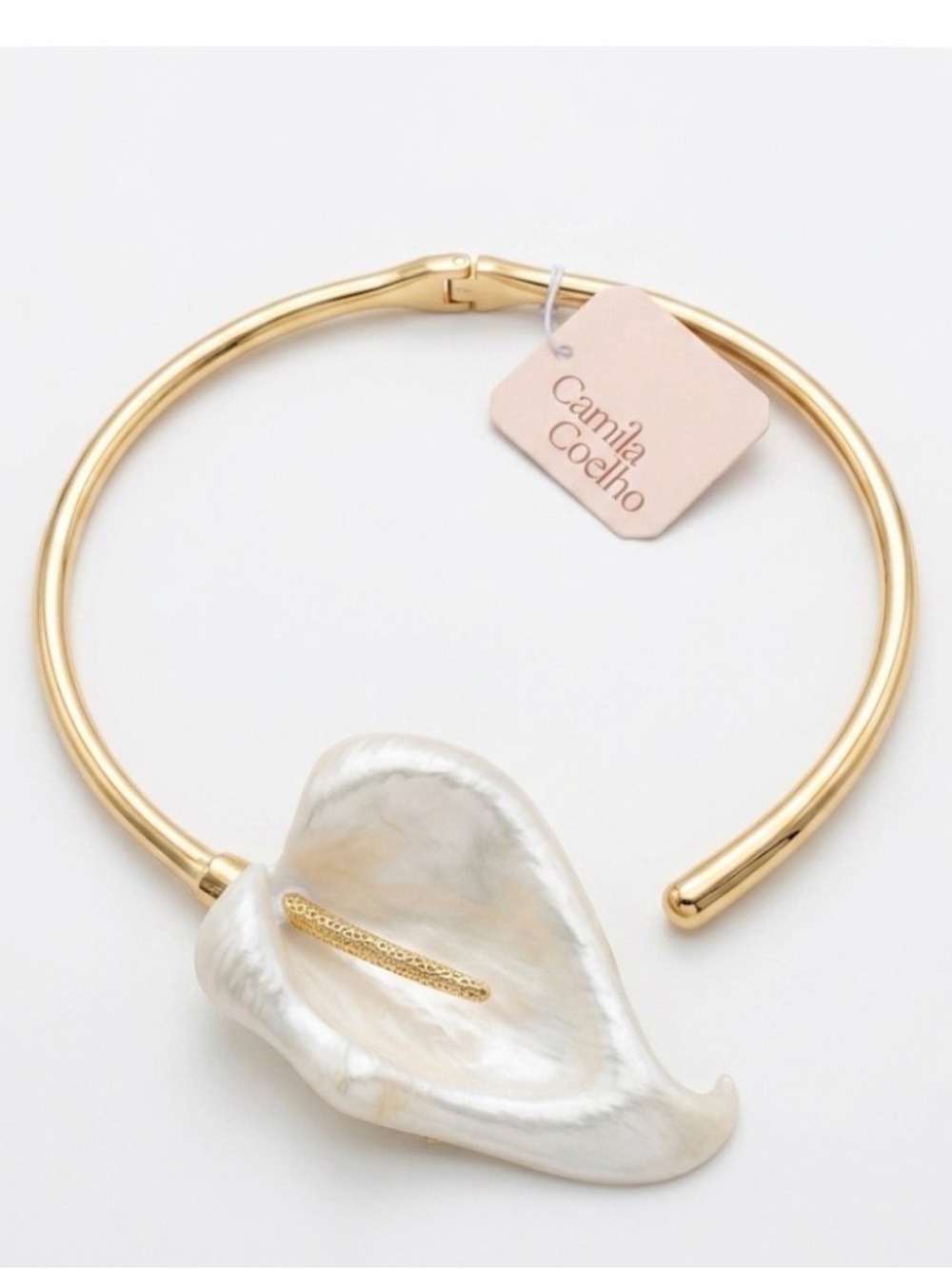 NWT ⚜️🤍⚜️ Camila Coelho Golden Tone Calla Lily Statement Choker Necklace